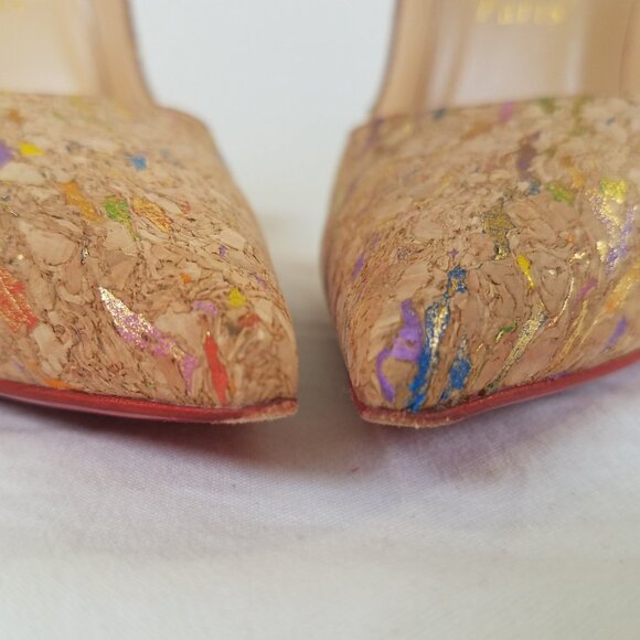 Christian Louboutin So Kate 120 Cork Multicolor Foil Heels SIZE 36.5 Dust Bag - Picture 9 of 16
